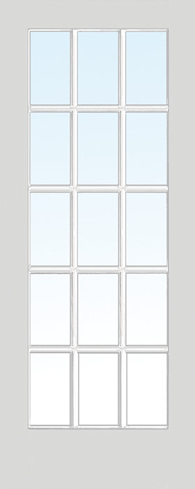 MMI 15 LITE CLEAR 6'8" X 1-3/8 PRIMED PINE OR PINE TRUE DIVIDED OVOLO TEMPERED GLASS INTERIOR FRENCH DOOR