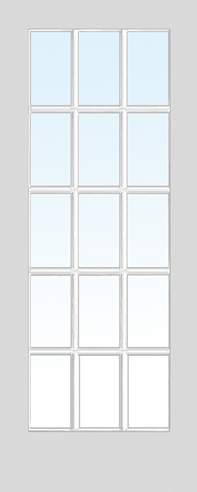 MMI 15 Lite Clear 6'8" X 1-3/8 Primed Pine Or Pine True Divided Ovolo Tempered Glass Interior French Door
