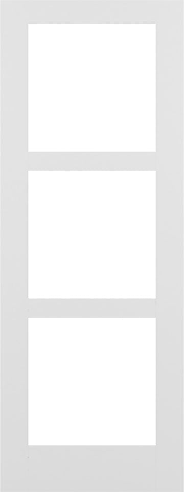 MMI 3 Lite Frosted 6'8" Or 8'0" X 1-3/8 Primed Pine Shaker Tempered Glass Interior French Door