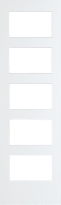 MMI 5 Lite Frosted 6'8" Or 8'0" X 1-3/8 Primed Pine Shaker Tempered Glass Interior French Door