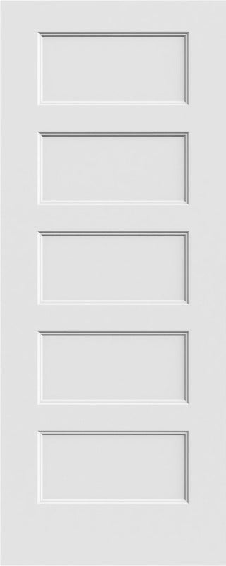 JELDWEN Molded Conmore 6'8 X 1-3/8 Stepped Sticking 5 Flat Panel Smooth Surface Hollow/Solid Interior Door