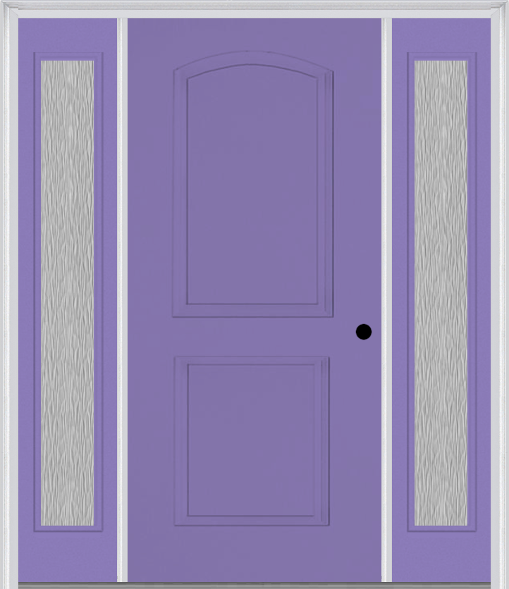 MMI 2 Panel Arch 3'0" X 6'8" Fiberglass Smooth Exterior Prehung Door With 2 Full Lite Clear Or Privacy/Textured Glass Sidelights 22