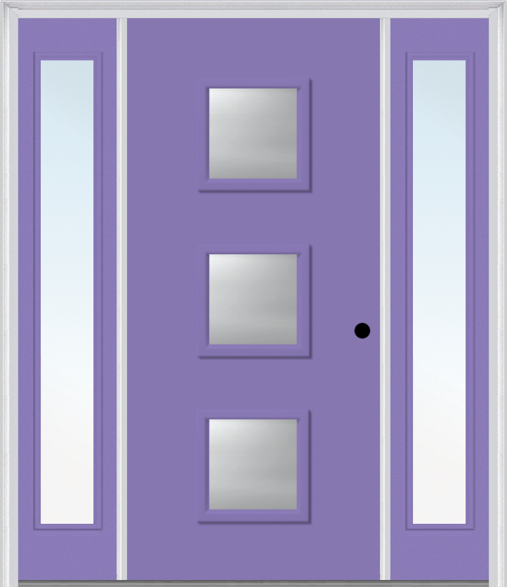 MMI 3 Lite Square 3'0" X 6'8" Fiberglass Smooth Clear Or Frosted Glass Exterior Prehung Door With 2 Craftsman Full Lite Low-E Sidelights 840Q3