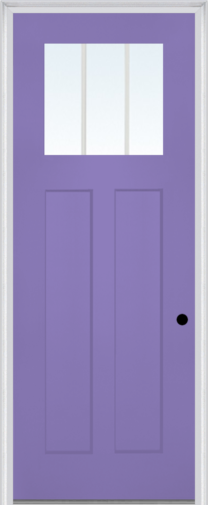 MMI Craftsman 2 Panel Shaker Direct Glazed 3'0" X 8'0" Fiberglass Smooth Pro Clear Glass Finger Jointed Primed Exterior Prehung Door