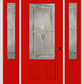 MMI 3/4 Lite 2 Panel 6'8" Fiberglass Smooth Nouveau Nickel Or Nouveau Patina Exterior Prehung Door With 2 Nouveau Brass/Nickel/Patina 3/4 Lite Decorative Glass Sidelights 607