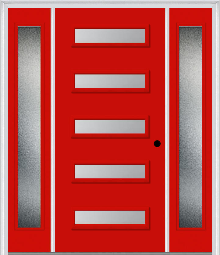 MMI 5 Lite 3'0" X 6'8" Fiberglass Smooth Clear Or Frosted Glass Exterior Prehung Door With 2 Craftsman Full Lite Low-E Sidelights 842H5