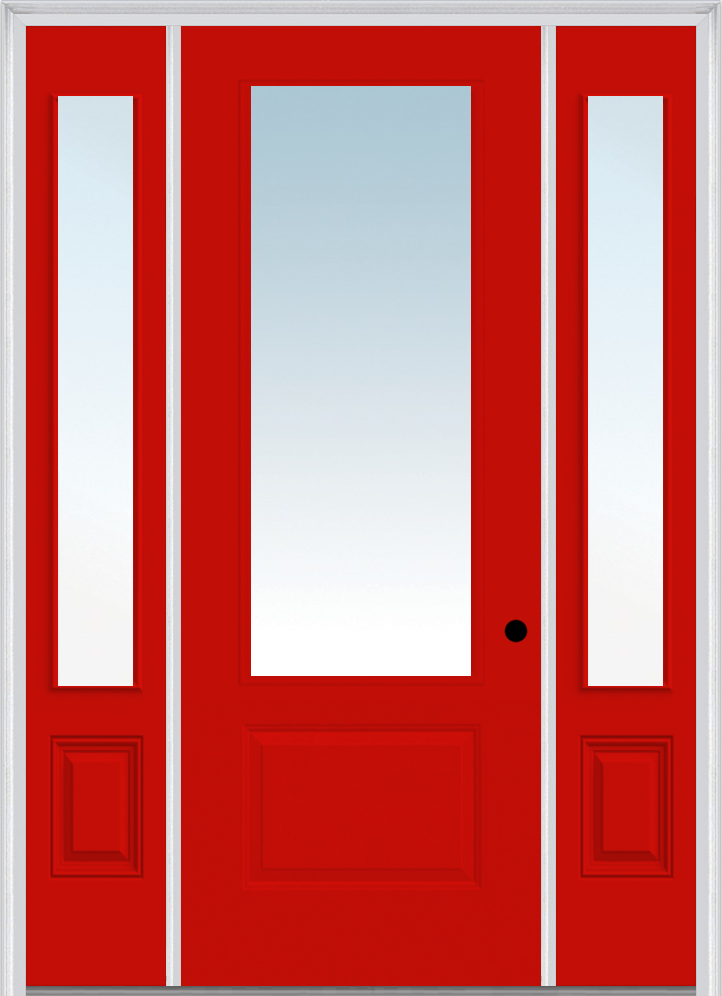 MMI 3/4 Lite 1 Panel Direct Glazed 3'0" X 8'0" Fiberglass Smooth Pro Clear Glass Exterior Prehung Door With 2 3/4 Lite 14 Inches Sidelights 608