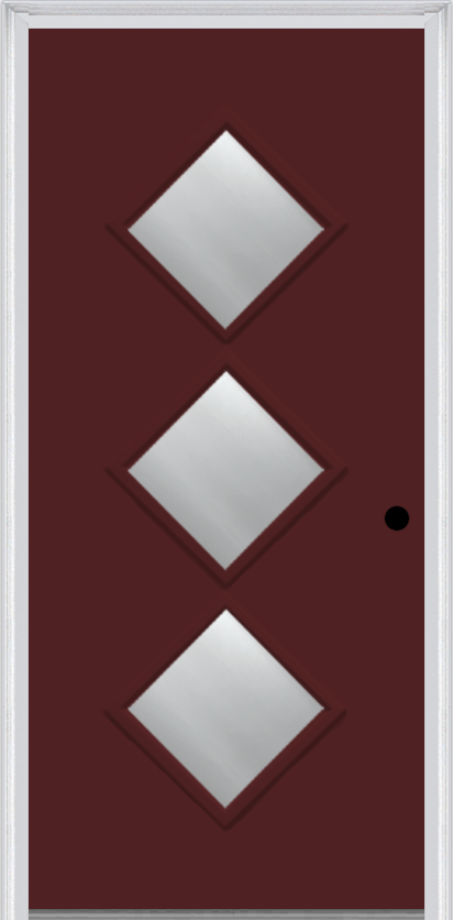 MMI 3 Lite Diamond 6'8" Fiberglass Smooth Clear Or Frosted Glass Exterior Prehung Door 840D3