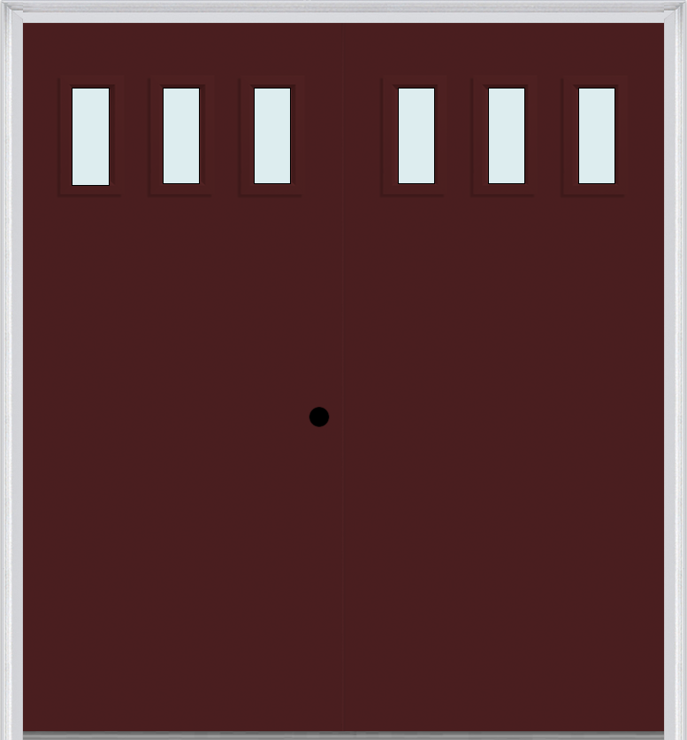 MMI TWIN/DOUBLE 3 LITE VERTICAL 6'8" FIBERGLASS SMOOTH CLEAR OR FROSTED GLASS EXTERIOR PREHUNG DOOR 842V3