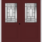 MMI TWIN/DOUBLE 1/2 LITE 1 PANEL 6'8" FIBERGLASS SMOOTH PEMBROOK PATINA DECORATIVE GLASS EXTERIOR PREHUNG DOOR 682