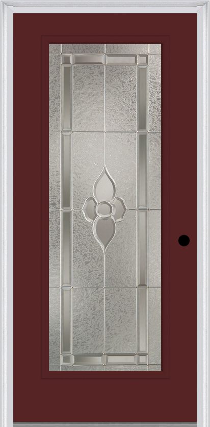 MMI Full Lite 6'8" Fiberglass Smooth Nouveau Nickel Or Nouveau Patina Decorative Glass Exterior Prehung Door 686