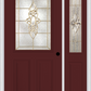 MMI 1/2 Lite 2 Panel 6'8" Fiberglass Smooth Heirlooms Brass Or Heirlooms Satin Nickel Exterior Prehung Door With 1 Half Lite Heirlooms Brass/Satin Nickel Decorative Glass Sidelight 684