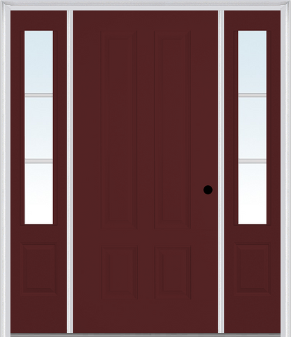 MMI LONGTOP PANEL 3'0" X 6'8" FIBERGLASS SMOOTH EXTERIOR PREHUNG DOOR WITH 2 LOW-E SDL GRILLES 3/4 LITES SIDELIGHTS 140