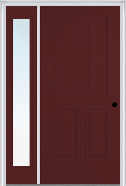 MMI TRUE 4 PANEL 3'0" X 6'8" FIBERGLASS SMOOTH EXTERIOR PREHUNG DOOR WITH 1 FULL LITE CLEAR OR PRIVACY/TEXTURED GLASS SIDELIGHT 40