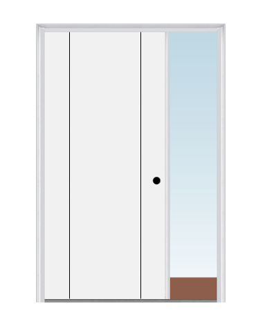 MMI Decorative Flush 3'0" X 6'8" Fiberglass Smooth Finger Jointed Primed Exterior Prehung Door With 1 Direct Set Sidelight