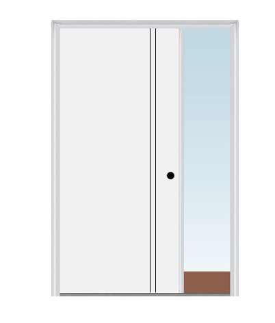 MMI Decorative Flush 3'0" X 6'8" Fiberglass Smooth Finger Jointed Primed Exterior Prehung Door With 1 Direct Set Sidelight
