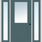 MMI 1/2 Lite 1 Panel 3'0" X 6'8" Fiberglass Smooth Exterior Prehung Door With 2 Full Lite Clear Glass Sidelights 682