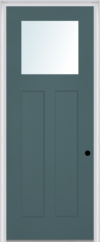 MMI Craftsman 2 Panel Shaker Direct Glazed 3'0" X 8'0" Fiberglass Smooth Pro Clear Glass Finger Jointed Primed Exterior Prehung Door