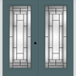 MMI Twin/Double Full Lite 6'8" Fiberglass Smooth Pembrook Patina Decorative Glass Exterior Prehung Door 686