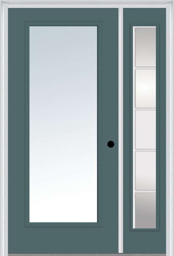 MMI Full Lite 3'0" X 6'8" Fiberglass Smooth Exterior Prehung Door With 1 Full Lite Glass SDL Grilles Sidelight 59