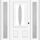 MMI SMALL OVAL 2 PANEL 3'0" X 6'8" RAIN LOW-E FIBERGLASS SMOOTH EXTERIOR PREHUNG DOOR WITH 2 FULL LITE RAIN LOW-E GLASS SIDELIGHTS 949