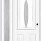 MMI SMALL OVAL 2 PANEL 3'0" X 6'8" RAIN LOW-E FIBERGLASS SMOOTH EXTERIOR PREHUNG DOOR WITH 1 FULL LITE RAIN LOW-E GLASS SIDELIGHT 949