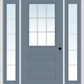 MMI 1/2 Lite Horizontal 2 Panel 3'0" X 6'8" Fiberglass Smooth Exterior Prehung Door With 2 Full Lite White Grilles Between Glass Sidelights 631 GBG 690 GBG