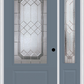 MMI 3/4 LITE 1 PANEL 6'8" FIBERGLASS SMOOTH MAJESTIC NICKEL EXTERIOR PREHUNG DOOR WITH 1 MAJESTIC NICKEL 3/4 LITE DECORATIVE GLASS SIDELIGHT 608