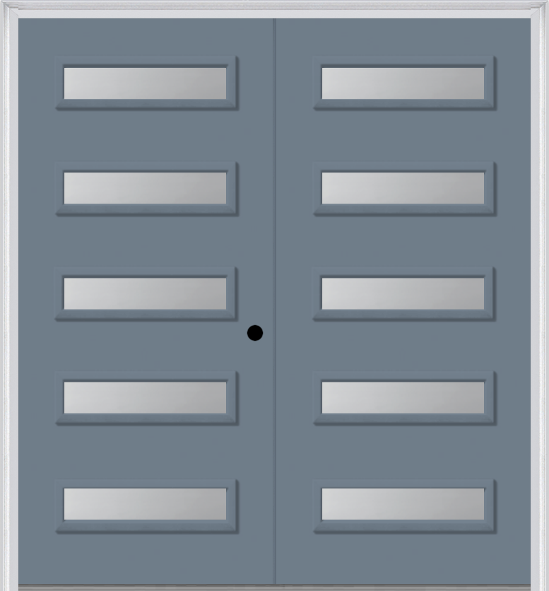 MMI TWIN/DOUBLE 5 LITE 6'8" FIBERGLASS SMOOTH CLEAR OR FROSTED GLASS EXTERIOR PREHUNG DOOR 842H5