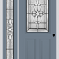 MMI 1/2 Lite 2 Panel 6'8" Fiberglass Smooth Jamestown Patina Exterior Prehung Door With 1 Full Lite Jamestown Patina Decorative Glass Sidelight 684