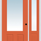 MMI 3/4 Lite 2 Panel 3'0" X 6'8" Fiberglass Smooth Exterior Prehung Door With 1 Clear 3/4 Lite Glass Sidelight 147