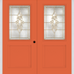 MMI TWIN/DOUBLE 1/2 LITE 1 PANEL 6'8" FIBERGLASS SMOOTH HEIRLOOMS BRASS OR HEIRLOOMS SATIN NICKEL DECORATIVE GLASS EXTERIOR PREHUNG DOOR 682