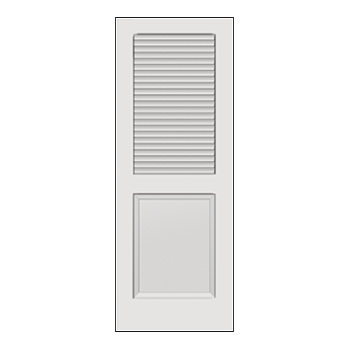 REEB 6'8 X 1-3/8 Top Louver Bottom Panel Plantation Primed Interior Door PR732W
