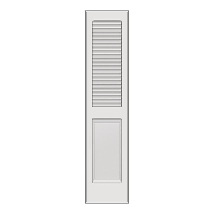 REEB 6'8 X 1-3/8 Top Louver Bottom Panel Plantation Primed Interior Door PR732W
