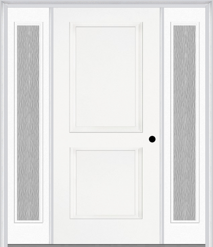 MMI TRUE 2 PANEL 3'0" X 6'8" FIBERGLASS SMOOTH EXTERIOR PREHUNG DOOR WITH 2 FULL LITE CLEAR OR PRIVACY/TEXTURED GLASS SIDELIGHTS 20