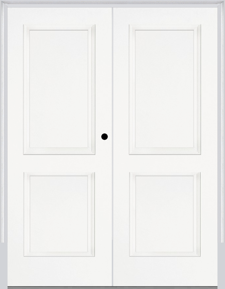 MMI TWIN/DOUBLE TRUE 2 PANEL 6'8" FIBERGLASS SMOOTH EXTERIOR PREHUNG DOOR 20