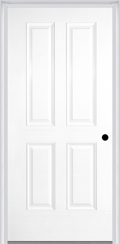 MMI TRUE 4 PANEL 6'8" FIBERGLASS SMOOTH EXTERIOR PREHUNG DOOR 40