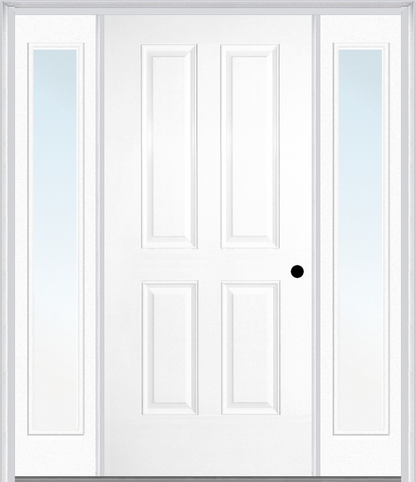 MMI TRUE 4 PANEL 3'0" X 6'8" FIBERGLASS SMOOTH EXTERIOR PREHUNG DOOR WITH 2 FULL LITE CLEAR OR PRIVACY/TEXTURED GLASS SIDELIGHTS 40