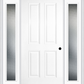 MMI TRUE 4 PANEL 3'0" X 6'8" FIBERGLASS SMOOTH EXTERIOR PREHUNG DOOR WITH 2 FULL LITE CLEAR OR PRIVACY/TEXTURED GLASS SIDELIGHTS 40