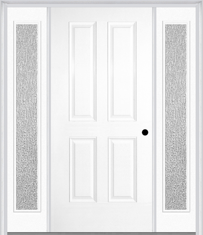 MMI TRUE 4 PANEL 3'0" X 6'8" FIBERGLASS SMOOTH EXTERIOR PREHUNG DOOR WITH 2 FULL LITE CLEAR OR PRIVACY/TEXTURED GLASS SIDELIGHTS 40