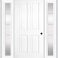 MMI TRUE 4 PANEL 3'0" X 6'8" FIBERGLASS SMOOTH EXTERIOR PREHUNG DOOR WITH 2 FULL LITE SDL GRILLES GLASS SIDELIGHTS 40