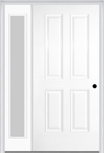 MMI TRUE 4 PANEL 3'0" X 6'8" FIBERGLASS SMOOTH EXTERIOR PREHUNG DOOR WITH 1 FULL LITE CLEAR OR PRIVACY/TEXTURED GLASS SIDELIGHT 40