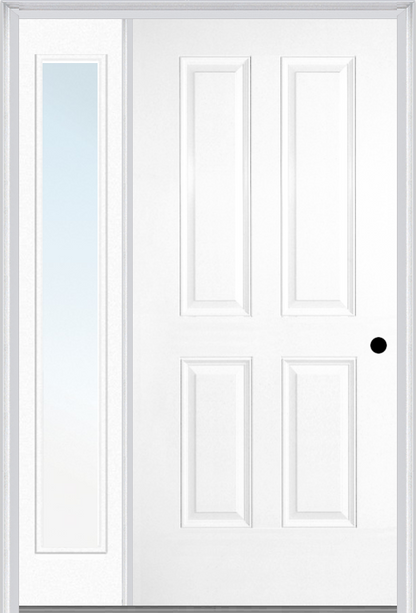 MMI TRUE 4 PANEL 3'0" X 6'8" FIBERGLASS SMOOTH EXTERIOR PREHUNG DOOR WITH 1 FULL LITE CLEAR OR PRIVACY/TEXTURED GLASS SIDELIGHT 40