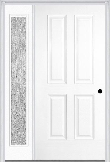 MMI TRUE 4 PANEL 3'0" X 6'8" FIBERGLASS SMOOTH EXTERIOR PREHUNG DOOR WITH 1 FULL LITE CLEAR OR PRIVACY/TEXTURED GLASS SIDELIGHT 40