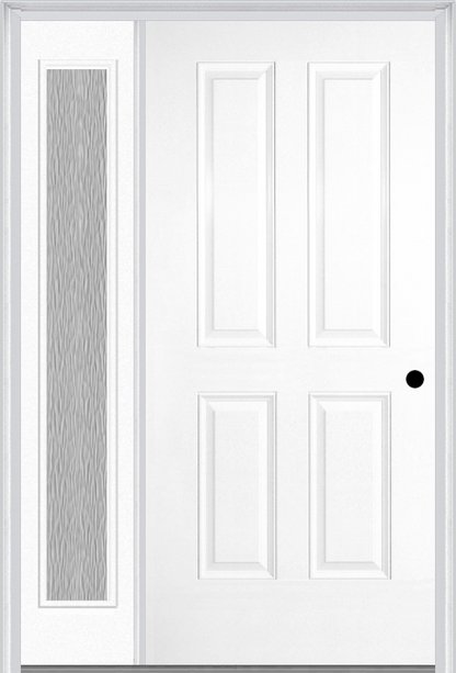 MMI TRUE 4 PANEL 3'0" X 6'8" FIBERGLASS SMOOTH EXTERIOR PREHUNG DOOR WITH 1 FULL LITE CLEAR OR PRIVACY/TEXTURED GLASS SIDELIGHT 40