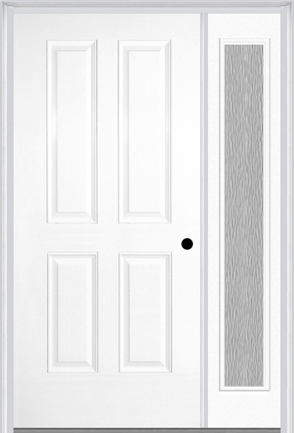 MMI TRUE 4 PANEL 3'0" X 6'8" FIBERGLASS SMOOTH EXTERIOR PREHUNG DOOR WITH 1 FULL LITE CLEAR OR PRIVACY/TEXTURED GLASS SIDELIGHT 40