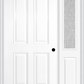 MMI TRUE 4 PANEL 3'0" X 6'8" FIBERGLASS SMOOTH EXTERIOR PREHUNG DOOR WITH 1 HALF LITE CLEAR OR PRIVACY/TEXTURED GLASS SIDELIGHT 40