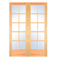 MMI TWIN/DOUBLE 10 LITE CLEAR 6'8" X 1-3/8 PRIMED PINE OR PINE TRUE DIVIDED OVOLO TEMPERED GLASS INTERIOR FRENCH PREHUNG DOOR