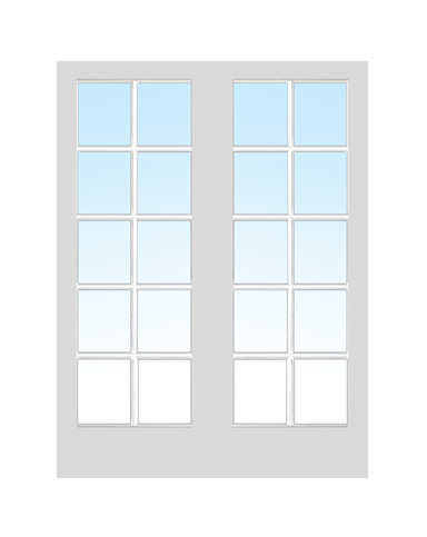 MMI TWIN/DOUBLE 10 LITE CLEAR 6'8" X 1-3/8 PRIMED PINE OR PINE TRUE DIVIDED OVOLO TEMPERED GLASS INTERIOR FRENCH PREHUNG DOOR