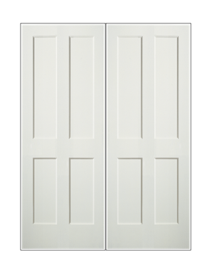 REEB Twin/Double 6'8 X 1-3/8 2 Long Panels Over 2 Short Panels Primed Flat Ovolo Sticking Interior Prehung Door PR8044